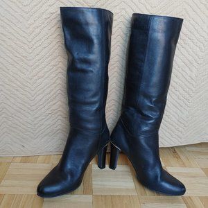 Genuine Leather Knee high black Boots size 40EU